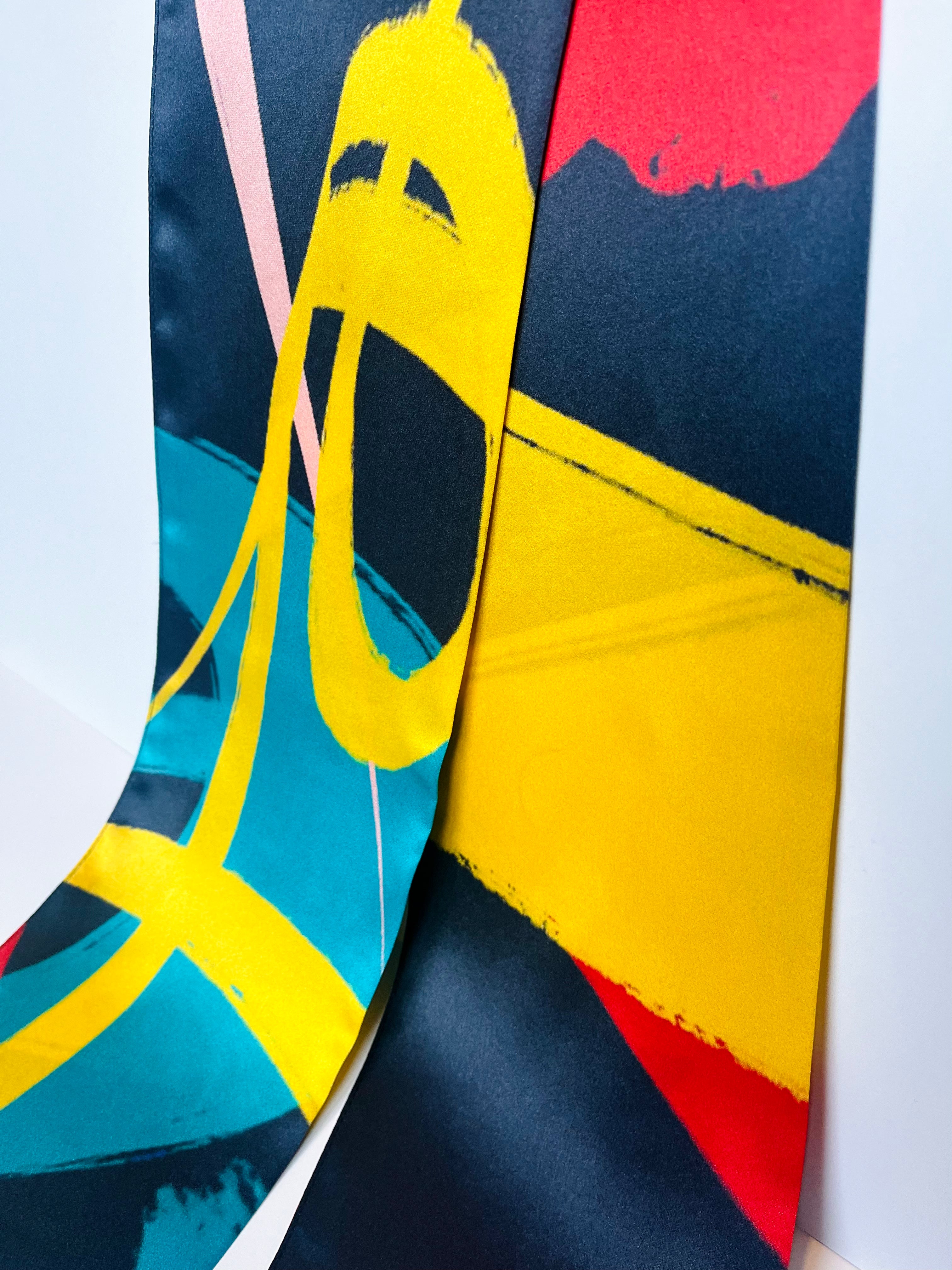 Pure Silk Printed Scarf - Navy