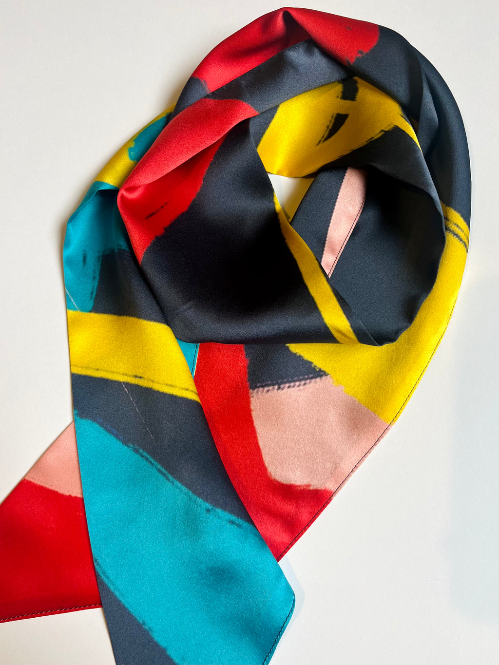 Pure Silk Printed Scarf - Navy