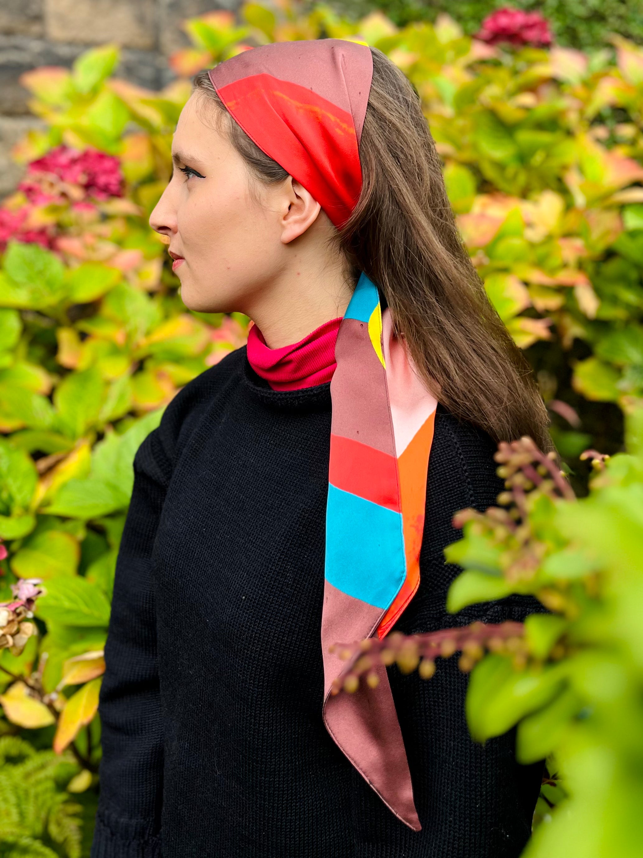 Pure Silk Printed Scarf - Brown