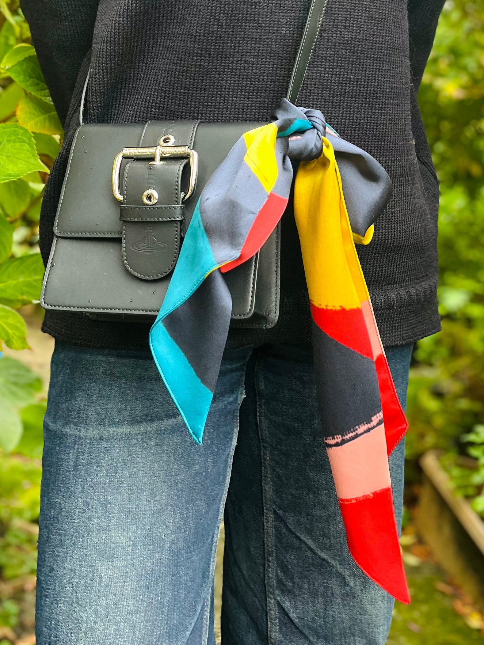 Pure Silk Printed Scarf - Navy
