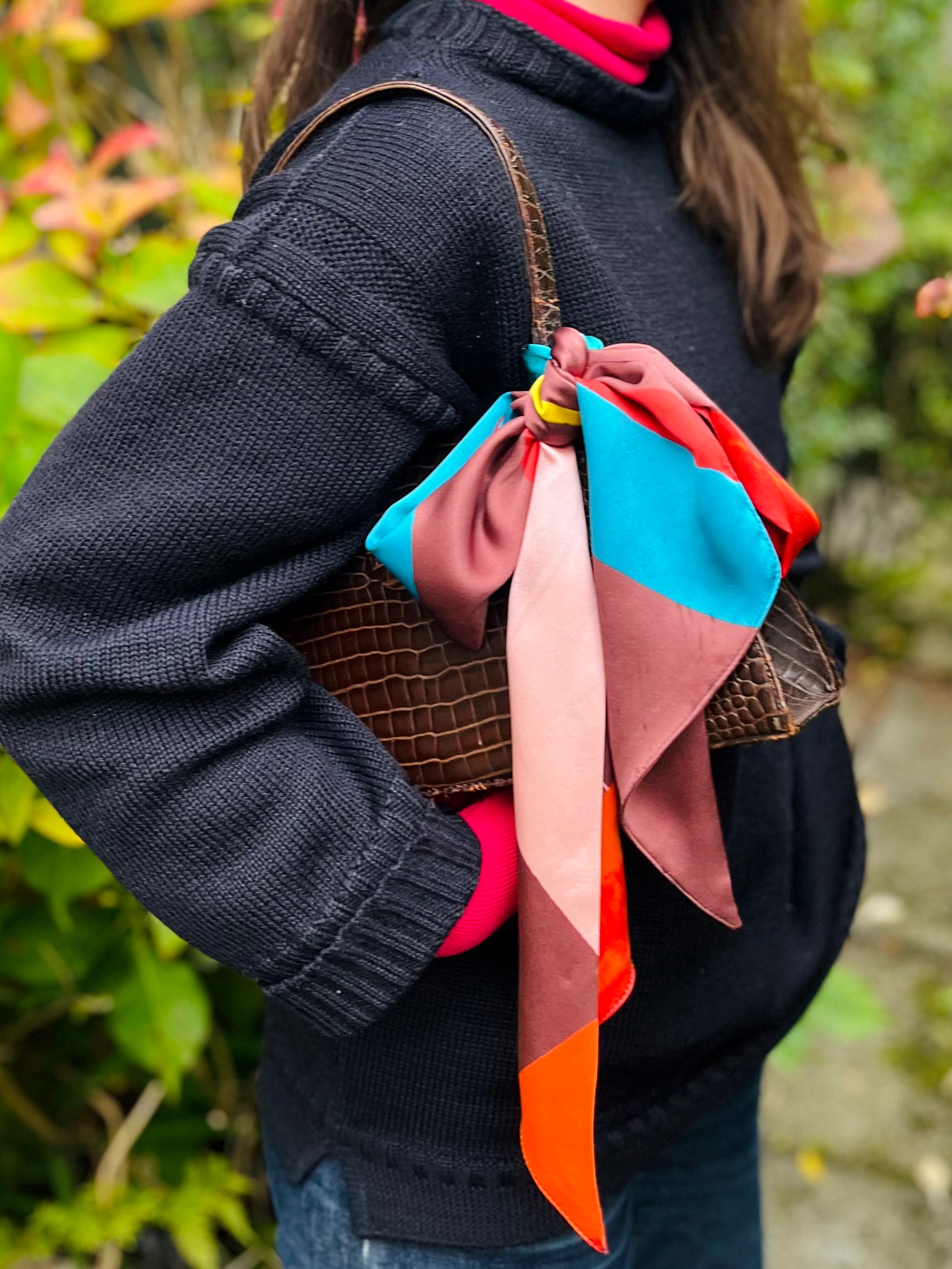 Pure Silk Printed Scarf - Brown
